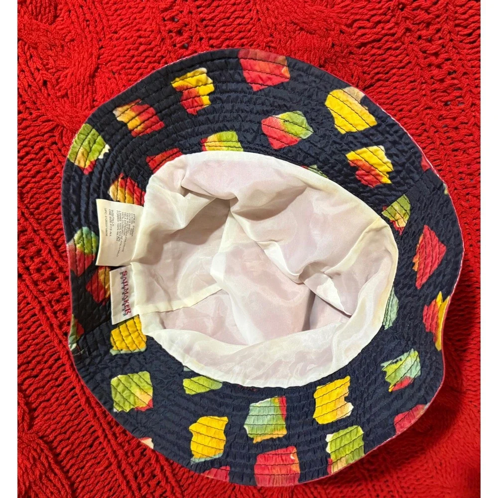 VTG Sailmaker Outerwear Red Vinyl Bucket Hat Shiny Rain Hat  One Size Fits All